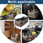 Trunk Organizer and Storage with Reinforced Handles,Car Accessories for Women/Men 50L Waterproof Polyester Trunk Organzier for Car/SUV/Minivan/Truck(Medium,Leopard print)