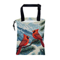 Red Cardinals Pine Branch Car Garbage Bag Snowy Mountain Hanging Canvas Car Trash Bag Drawstring Car Back Seat Organizer for Car Back Front Seat Console with Adjustable Buckle