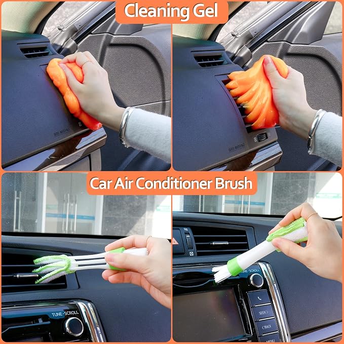 Car Detailing Kit, Microfiber Cleaning Tools with Storage Bag | Scratch-Proof Microfiber, 17Pcs Complete Set, Fits Most Vehicles, Dual Interior & Exterior Use, Orange, Ideal Gift