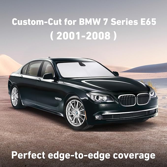 Windshield Sunshade Compatible for BMW 7 Series 2001-2006, 2007, 2008, Sun Visor for Front Windshield & Window Sun Shade Cover, UV Heat Blocker & Protector, Car Accessories
