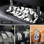 Car Seat Headrest Hook, Universal Leather Cute Hanger Holder Hook, Storage Organizer Interior Accessories for Purse Bags Handbag Black White Bats