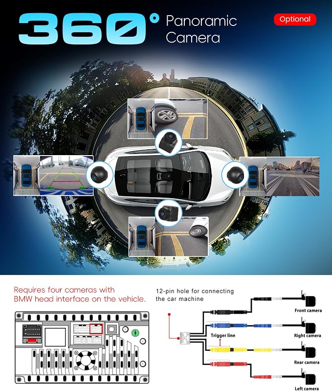 8 Core 6G+128G Android 15 Car Stereo for Toyota Yaris Vios 2007-2014, Wireless Carplay Android Auto, 9'' Touchscreen Radio with 360° Panoramic View GPS/BT 5.0/FM/DSP/5G-WiFi Backup Camera SWC
