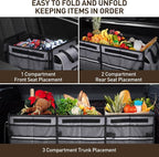 4 in 1 Car Trunk Storage Organizer with Leakproof Cooler Bag, Multi-Compartment Foldable Trunk Storage Box for Car Truck SUV Gray