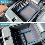 for 2022-2025 2026 Ford Maverick Center Console Organizer Tray | for 2022-2026 Ford Maverick Armrest Trays Storage Box Coin Container Maverick Truck Accessories, 2-Pack (Blue Trim)