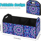 Purple Mandala Flower Car Trunk Storage Box with Pockets Car Accessory for SUVs Cars Automotive Organizer