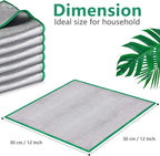 Airlab Glass Polishing Cloth Streak Free Miracle Cleaning Cloth Lint Free Microfiber Cleaning Rags for Glasses Kitchen Dish Mirrors Easy Clean, Pack of 6, 12" x 12", Sliver-Green