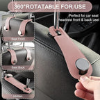 Leather Car Seat Storage Hanger, 2 Pack Stylish Hooks for Purses Bags, Coats Umbrellas, Pink