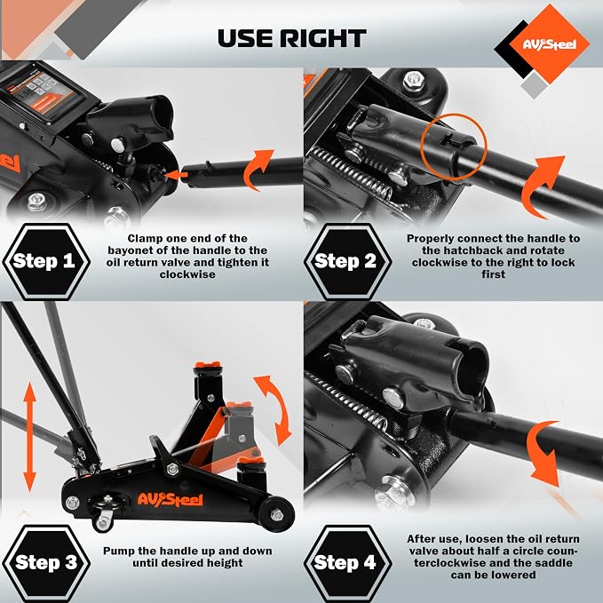 Floor Jack 1.5 Ton (3300 lbs), Hydraulic Trolley Jack with Solid Storage Case, Hydraulic Jack for Car with Single Piston Pump, Portable Car Floor Jack with Lifting Range 5-1/8'' to 12''