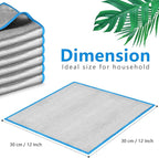 Airlab Glass Polishing Cloth Streak Free Miracle Cleaning Cloth Lint Free Microfiber Cleaning Rags for Glasses Kitchen Dish Mirrors Easy Clean, Pack of 6, 12" x 12", Sliver-Blue