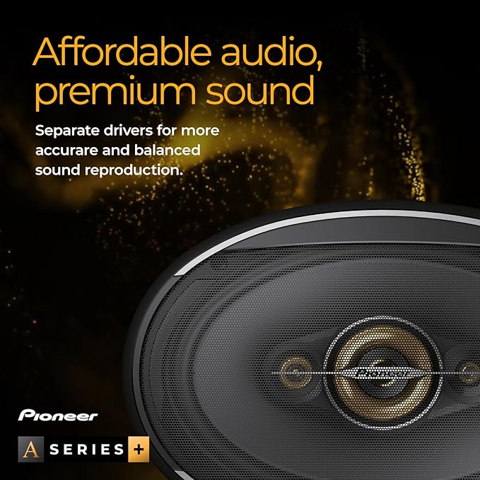 A-Series Plus TS-A1681F 6.5” 4-Way Speakers (Pair) – 350W Max, Balanced Sound + Smooth Treble, Enhanced Bass, Ideal Factory Upgrade, Installation Adaptors Included