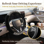 Bling Fluffy Steering Wheel Cover for Women Girls, Rhinestone Diamond Sparkling Fur Steering Wheel Protector Elastic Steering Wheel Covers Winter Warm Universal Fit 14-15 inches -Black | Colorful Diamond Elastic Car Steering Wheel Accessories Sparkling...