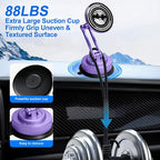 All-Metal Alloy Long Arm Magnetic Suction Cup Car Phone Mount(Purple) | Strong Powerful Magnetic Heavy-Duty Windshield Dash 360° Mechanical Rotation Cell Mobile Phone Vehicle Bracket for All Cars