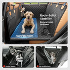 Dog Car Seat Cover for Back Seat, Hard Bottom Dog Hammock, Pet Bed Extender for 2-4 Large/Medium Dogs, Waterproof Seat Protector, Universal L Size for SUV Medium Truck, Black+Orange
