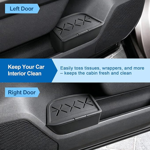 (2Pack) 2026 RAV4 Door Trash Can for Toyota R AV4 (LE/SE/XLE Premium/Woodland/XSE/Limited/GR Sport), Durable &Waterproof Door Side Garbage Can Insert 2026 R AV4 Accessories (Left&Right w/Lid)