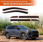 Tape-On Rain Guards for Rav4 2026+, Side Window Deflectors Visor Rain Guards Vent Guard Shade Deflectors Compatible with Toyota Rav4 Accessories 2026 2027 6-Pack
