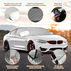 Windshield Window Snow Cover with 2 Hooks and 2 Mirror Covers Ice and Snow Front Window Sunshade Cover Fit for SUVs, Trucks, Cars (White-Sedans)