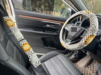 Handmade Crochet Sun Moon Car Steering Wheel Covers Universal 14-15 inch,Cute Steering Wheel Cover,Car Accessories (Steering Wheel Cover+2 Belt Cover)