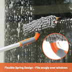 65'' Squeegee Window Cleaner 2 in 1 Rotatable Window Cleaning Tool Kit with Telescopic Pole, Window Washing Equipment with Bendable Head for Indoor/Outdoor Window and Car Glass - EAW01 Pro