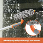 2-in-1 Window Cleaner Tool, 64'' Window Squeegee for Home, Window Cleaning Squeegee Kit with Telescopic Pole, Window Washing Kit with Rotatable Bendable Head(Threaded + Telescopic) - EAW01