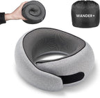 Travel Pillow, 100% Pure Memory Foam Travel Neck Pillow Airplane Neck Support Ergonomic Design Best for Sleeping Plane Car Train Office Flight for Adults Grey