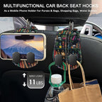 2PCS Car Hooks Purses and Bags, Goth Gothic Bookshelf Skull Skeleton Seat Back Storage Headrest Holder Hanger PU Leather Double Metal Backseat Organizer, Women Car Accessories Organization