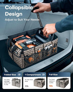 Trunk Organizer - Car Organizer, Foldable Trunk organizer for SUVs & Sedans, Sturdy Car Organization for Car Accessories, Tools, Sundries, Brown Leopard, 2 Compartments, 21.3"×12.6"×10.6"