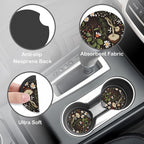 Mushrooms and Herbs Steering Wheel Cover with 2 Pcs Car Coasters Neoprene Steering Wheel Cover for Women Men Anti-Slip Breathable Car Accessories Universal 15 Inch Fit Auto Cars Trucks