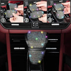 12 Pcs Bling Car Accessories Set for Women Car Floor Mats Full Set Steering Wheel Cover Seat Belt Covers Coasters Universal Fit Car SUV Truck Van Multicolor