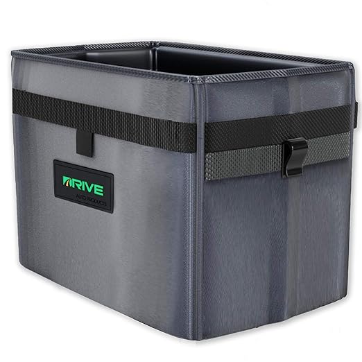Auto Car Trash Can - Leakproof, Hanging Garbage Bin with 20 Trash Bags and Black Adjustable Strap - Truck & Car Accessories for Men and Women - Grey with No Lid