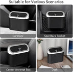 Car Trash Can with Lid, Mini Vehicle Trash Bin Car Dustbin Garbage Organizer Holder with Trash Bag, 2 Pack Small Hanging Leakproof Cars Storage Bag Container for Auto, SUV, Office (Silver)