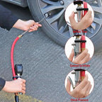 Tire Inflator with Tire Pressure Gauge, Extended Straight-on Air Chuck with 12 Inch Rubber Air Hose
