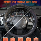 Colour Piping Leather Universal Fit Steering Wheel Cover,Perfectly fit for 14.5-15 inches for Various Vehicles Suvs,Vans,Trucks,Sedans,Cars(Black Multicolor)