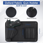 Upgraded Gun Holster with Back Hook, Strong Adhesive Strip, Two Way Mount, Universal Pistol & Mag Holster for Most Pistols, Foldable Gun Holsters with Snap Button, for Daily Storage or Outside Carry