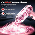 High Powerful Car Vacuum Cleaner - Powerful Suction Portable Handheld Vacuum with Washable Filter, Low Noise, 12V Auto Accessories Kit for Interior Detailing - Pink