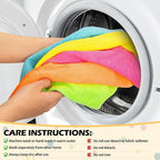 Microfiber Cleaning Cloth, 50 Pack Cleaning Rags, Cleaning Towels for Housekeeping, Kitchen, Car, Lint-Free, Reusable Shop Towels with 5 Colors (Green/Blue/Yellow/Orange/Pink), 12"X12"