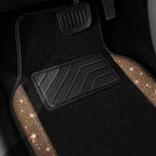 Bling Diamond Car Floor Mats, Shining Rhinestone Carpet Sparkly Glitter Crystal with Anti-Slip PVC Heel Pad Waterproof Universal Fit Automotive SUV,Sedan,Van,Cute Girl Women,4pcs Golden
