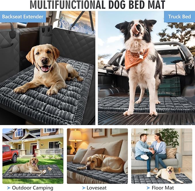 Dog Bed for Truck Back Seat Non-Slip, Truck Dog Bed Soft and Comfortable, Back Seat Pet Bed Mat for Travel, Pet Car Blanket for Backseat Extender and Seat Covers Grey 59”X27.5”