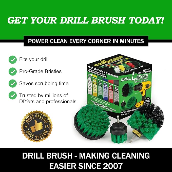 Green Kitchen Set – Drill Powered Cleaning Tools for Stainless Steel Sink, Copper Sink, Stove Top, Oven, Air Fryer & Cabinets – Must-Have Kitchen Accessories for Fast Cleaning