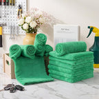 30 Pcs 16 x 16 Inch Edgeless Microfiber Plush Towels for Cars Detailing Drying Wash Polishing Absorbent Cleaning Cloths, 500 GSM (Grass Green)