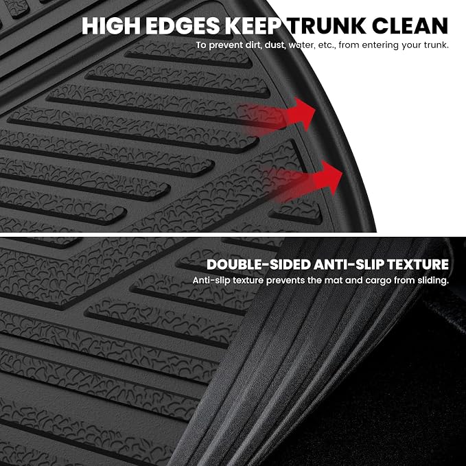 Trunk Mat with Backrest Mat for Chevrolet Chevy Traverse 2009-2017/Buick Enclave 2008-2017, All Weather TPE Custom Fit Cargo Mat Trunk Liner with Backrest Mat, Black