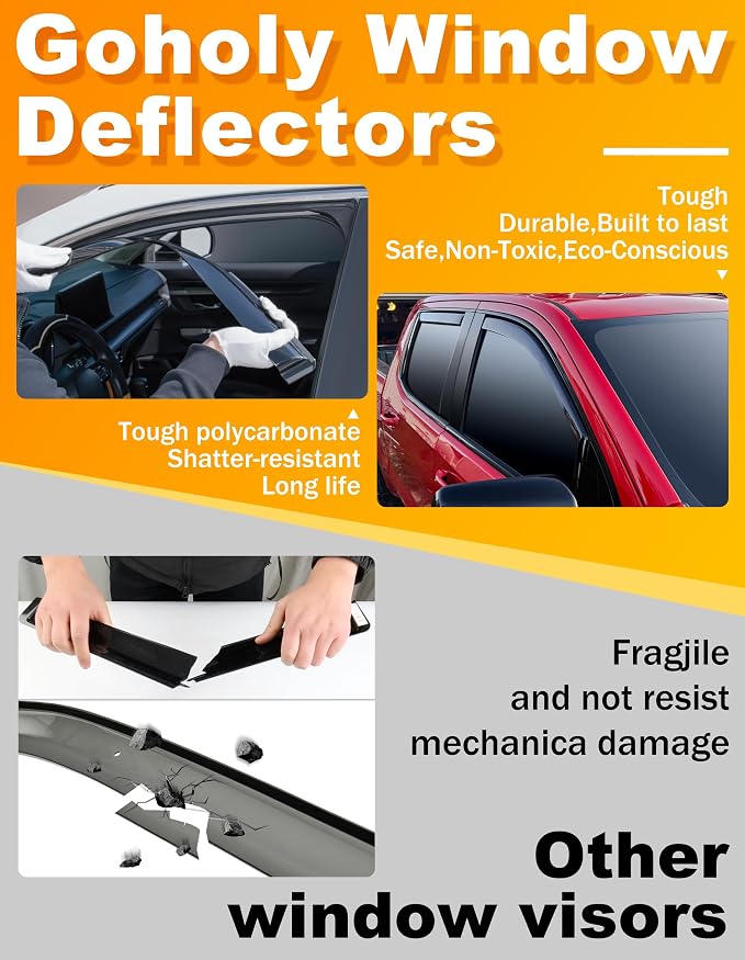 in-Channel Window Rain Guard for Fit for Jeep Cherokee 2014-2023 Rain Guards Side Window Visors Low Profile Vent Visor Window Deflectors Vent Shades Car Accessories