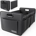 Car Trunk Organizer for SUV, 18.5Gal Large Capacity No-Sag Heavy Duty, Foldable Waterproof Anti-Slip Storage with 12 Pockets, Fit Sedan,Truck, Universal Car Accessories, Black, Large, 2 Compart