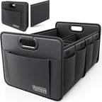 Car Trunk Organizer for SUV, 18.5Gal Large Capacity No-Sag Heavy Duty, Foldable Waterproof Anti-Slip Storage with 12 Pockets, Fit Sedan,Truck, Universal Car Accessories, Black, Large, 2 Compart