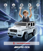Licensed Mercedes-Benz AMG G63 Ride on Toys,Electric Car for Kids W/Parents Control,Electric Powered G Wagon Ride On Truck Toy,Low Battery Prompt,Bluetooth,Flickering Lights/LED Lights, White
