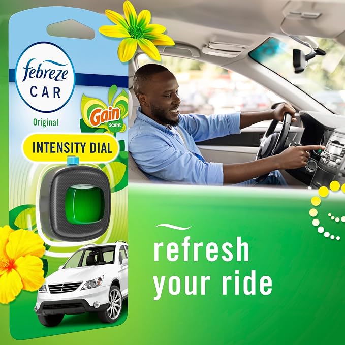 Car Air Freshener, Odor-Fighting Automotive Vent Clip, Scented Car Accessories, Long Lasting for Strong Odors, Gain Original Scent, 4 Count