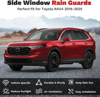 6-pcs Window Rain Guards for 2019-2025 Toyota RAV4 Accessories | Outside-Mount Tape-On Side Window Visors RAV4 Wind Deflectors Vent Visors Shades Rainproof Black