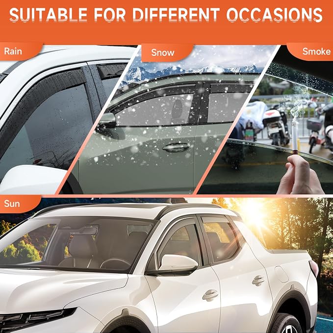 in-Channel Rain Guards Compatible with Hyundai Santa Cruz 2022 2023 2024 2025 2026, Durable Side Window Deflectors Sun Wind Deflector 2022-2026 Santa Cruz Rain Guard Black 4PCS