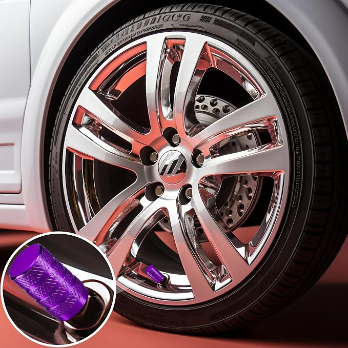12PCS Tire Valve Stem Caps, Dust Proof, Anodized Aluminum Universal Tire Valve Stem Covers for Cars, SUV, Trucks, Bikes, Motorcycles, Bicycles(Purple)
