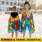 Hot Wheels Cars Bath Towels with Hood for Boys, Ages 2-6, One Size Soft and Absorbent Hooded Cotton Beach Towel Wrap, Swimming Pool Poncho, Gifts for Boys (Multi Hot Wheels)