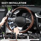 3pcs Carbon Fiber Anti-Skid Steering Wheel Cover, Waterproof Design, Universal Fit for 14-16 Inch Car Wheel Cover, Interior Car Accessories for Jeeps, SUVs, Trucks (Glossy Brown)